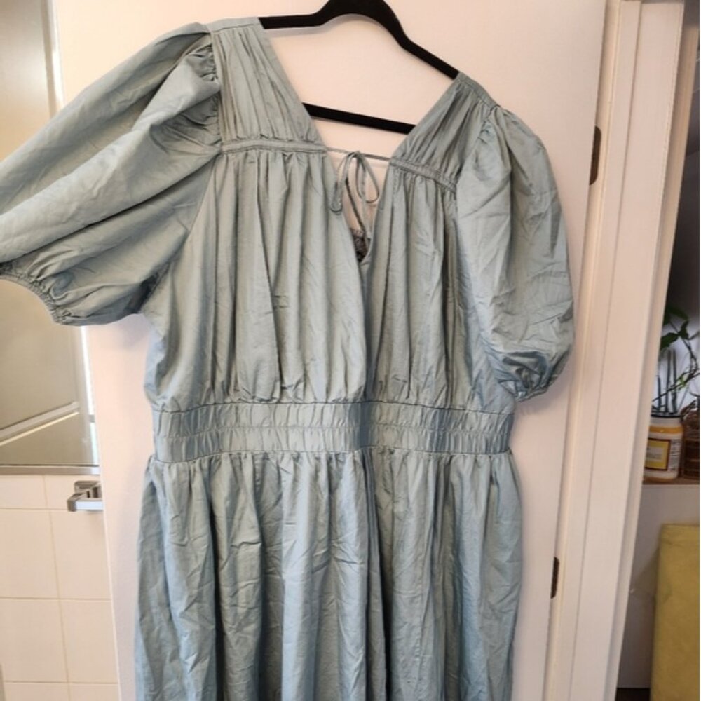 Icy Blue Cotton Milkmaid Dress, Size 28 by Eloquii - Avail through 2/26 Only!